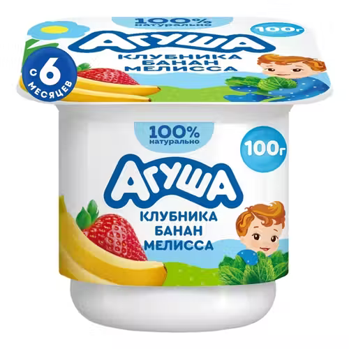Творог детский Агуша клубника Банан с 6 месяцев 100 г