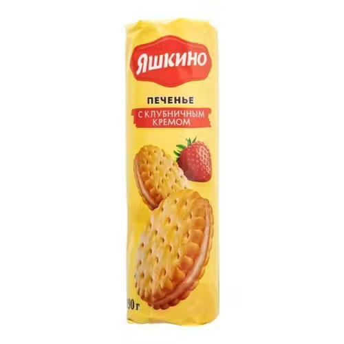 Печенье Яшкино затяжное с клубничным кремом 190 г